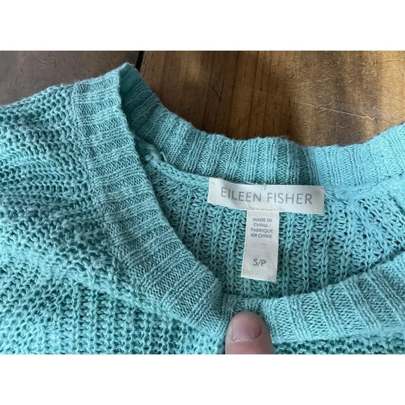 Eileen Fisher Dress Women's Small Green Knit Organic Linen Blend Long Sleeve - Picture 2 of 7